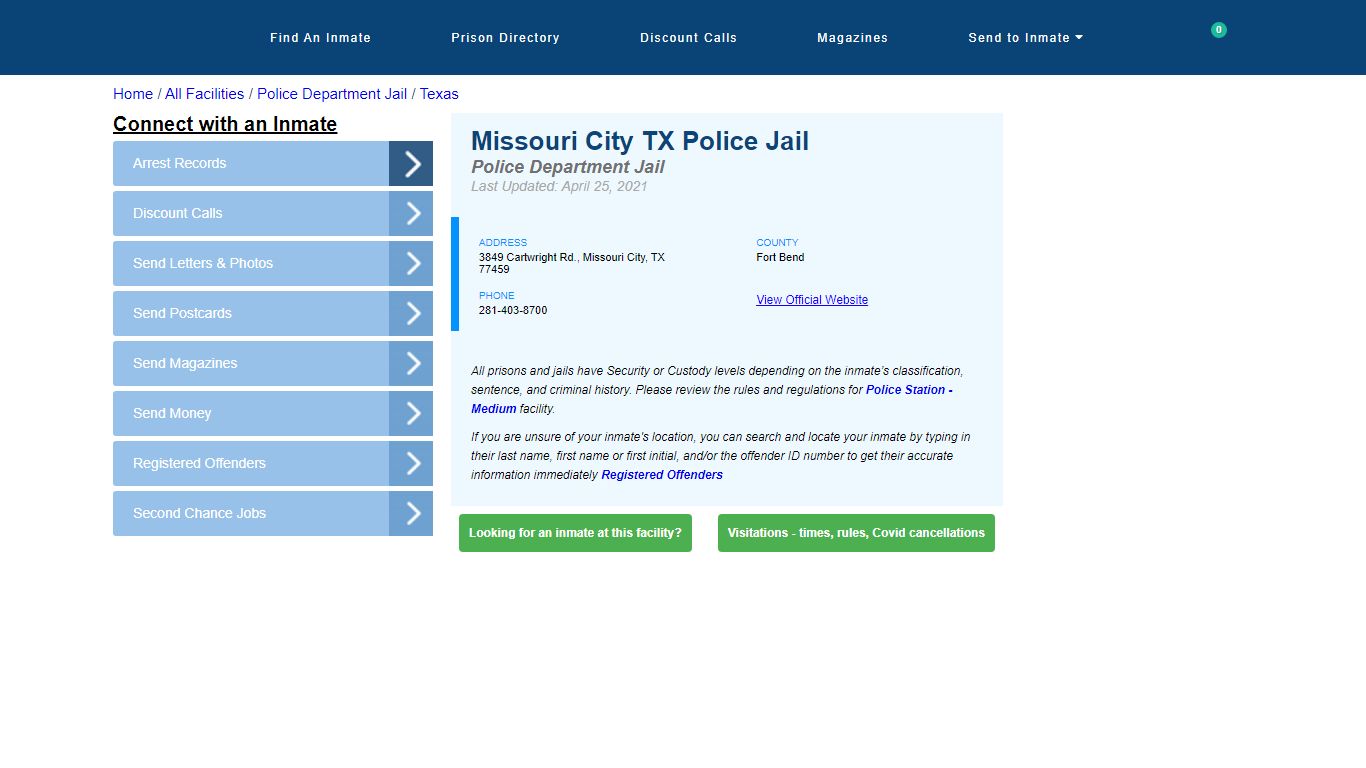 Missouri City TX Police Jail & Inmate Search - Missouri City, TX